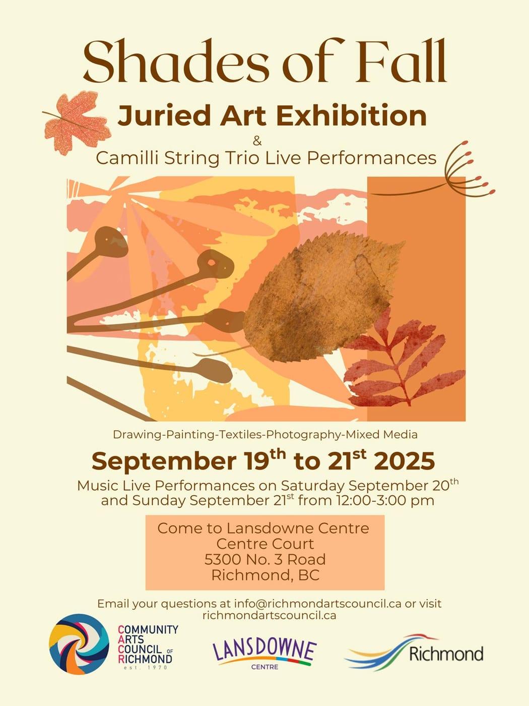 Shades of Fall 2025 juried art exhibition poster