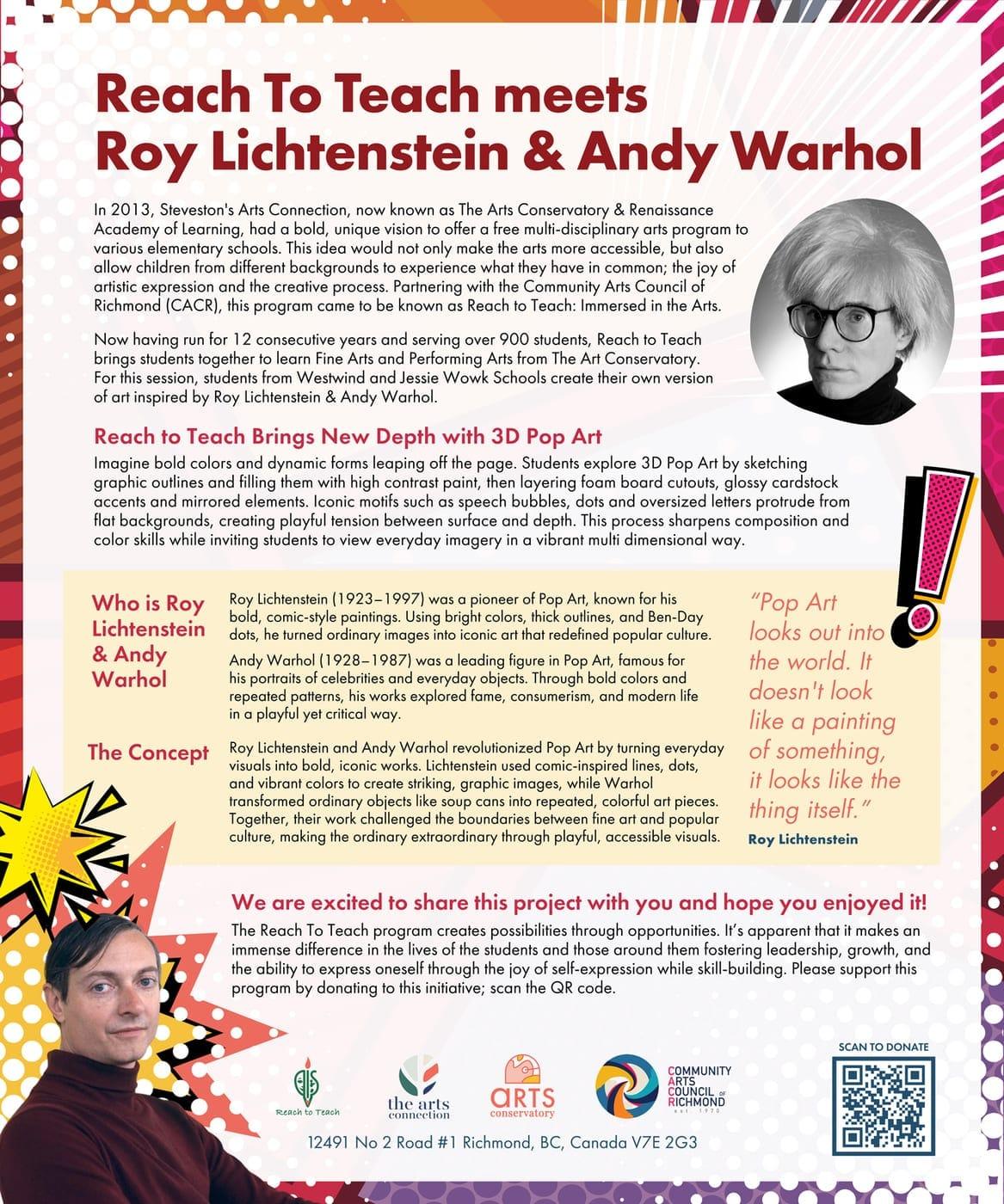 Reach to Teach Meets Lichtenstein & Warhol